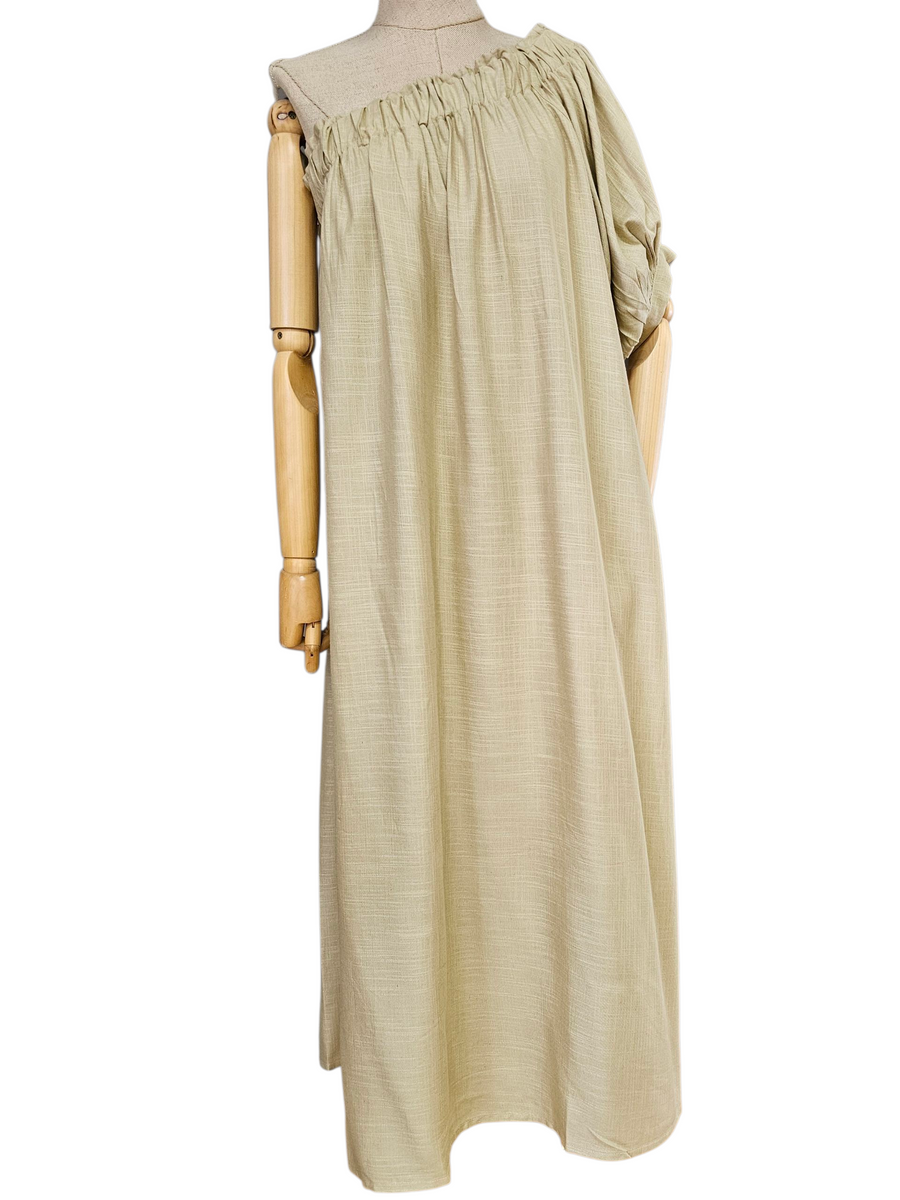 VESTIDO ASSIMÉTRICO AREIA