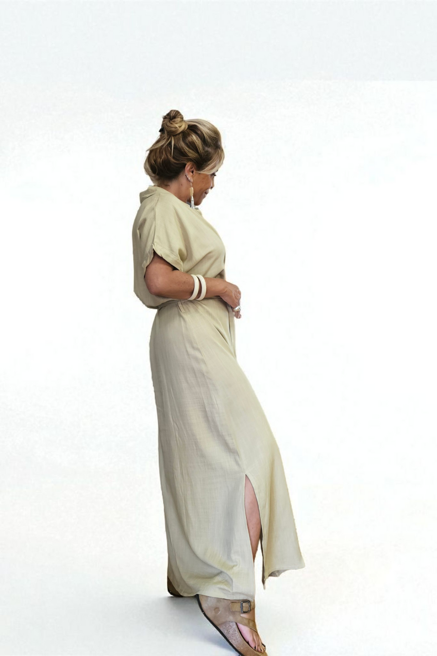 VESTIDO SAFARI LINHO AREIA