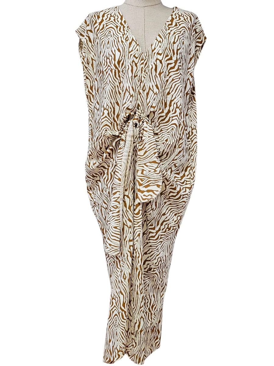 VESTIDO COM LAÇADA AREIA
