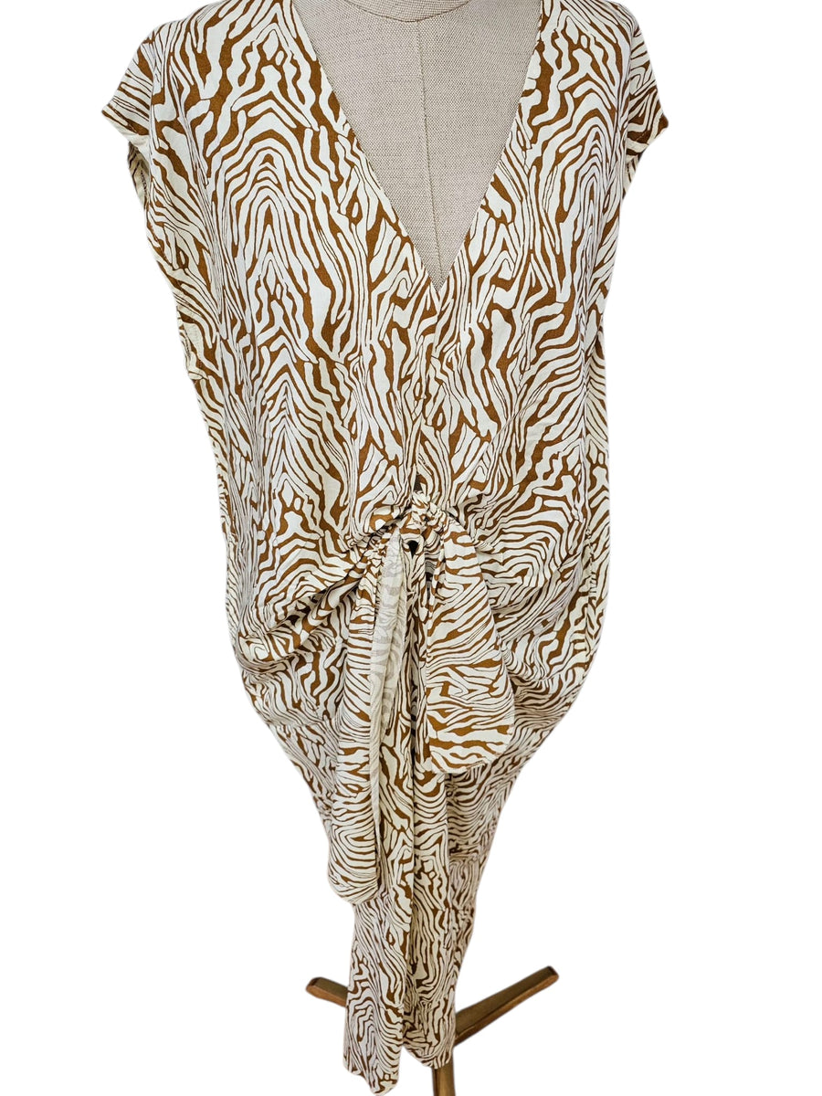 VESTIDO COM LAÇADA AREIA