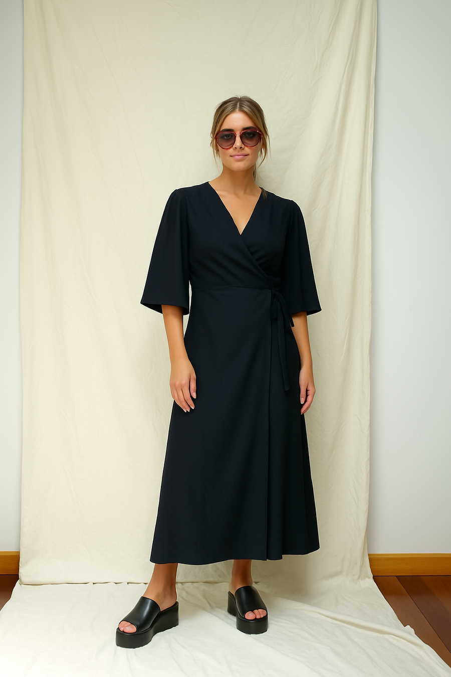 VESTIDO LINHO TRAÇADO BLACK